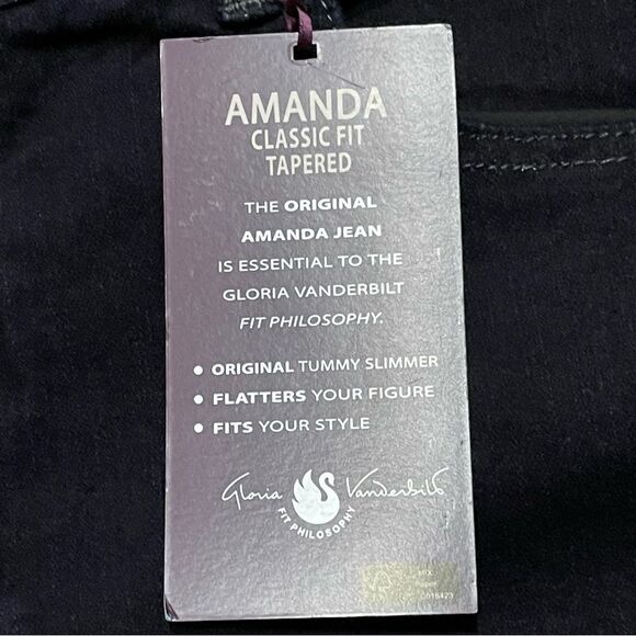 Gloria Vanderbilt Amanda Dark Wash Women 14 Classic Fit Tapered NWT Jeans - Picture 9 of 13